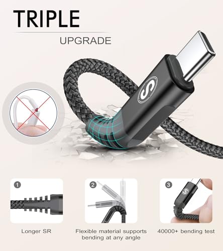 sweguard 100 W USB C to USB C Charger Cable [3.3 ft, 2-Pack] – Ultimate Fast Charging Solution for i Phone 15 & 16 Pro Max, Mac Book, i Pad Pro, and Samsung Galaxy S Series – Durable, High-Speed Compatibility for All Your Devices