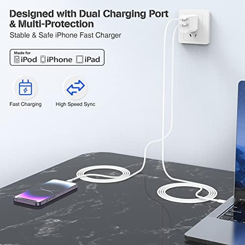 45 W USB-C Fast Charger Bundle for i Phone 16/16 Pro Max & 15/15 Pro Max – 2-Pack 10 FT Type C Cables, PD 3.0 Power Delivery Adaptor for i Pad Pro, Mac Book Air/Pro M1/M2, Air Pods – Stylish Purple Design with Enhanced Charging Speed and Compatibility