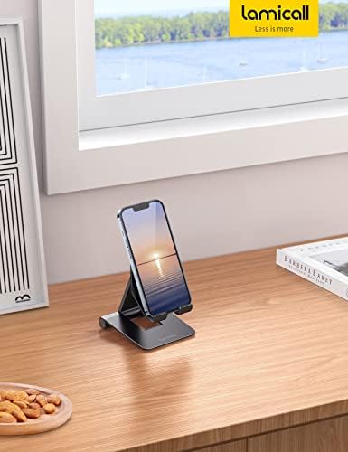 Lamicall     Adjustable Cell Phone Stand Desk – Foldable Desktop Phone Holder, Cradle, Dock, Compatible with iPhone 15 14, Plus, Pro, Pro Max, 13 12 X XS,4-11” Phone Sliver – Enhanced Compatibility and Speed