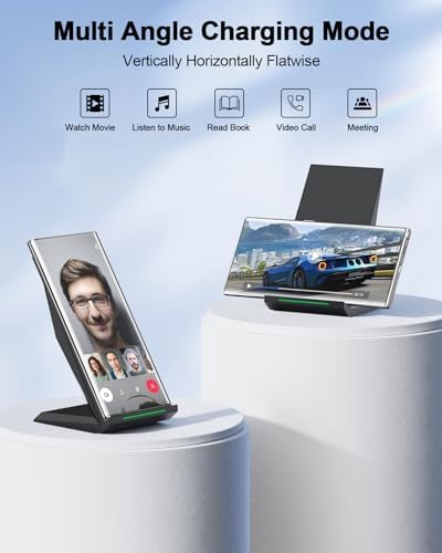 NANAMI Dual Pack Fast Wireless Charging Stands – Qi Certified for i Phone 16/15/14/13/12 Pro Max & Samsung Galaxy S24/S23/S22/S21/S20, Google Pixel Compatible – Effortless Cable-Free Power for All Devices