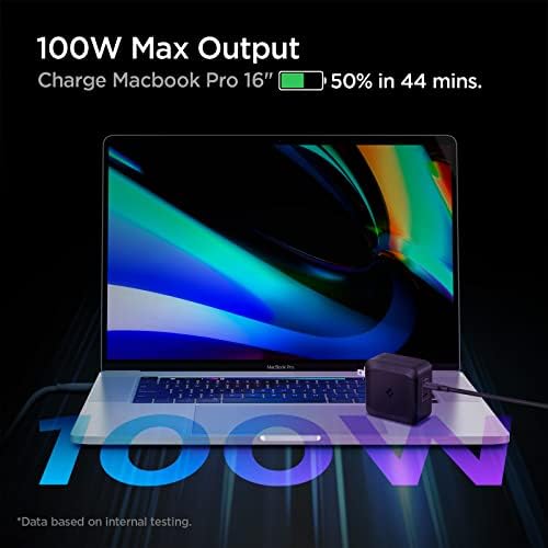 Effortless Power: Spigen 70 W Ga N II Dual USB-C Wall Charger – Fast Charging for Mac Book Pro, i Pad, i Phone & More – Compact Design for On-the-Go Efficiency with Dual Ports & 60 W Single Port Capability – Ultimate Compatibility & Enhanced Safety for All Your Devices