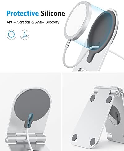 Stand for MagSafe Charger, OMOTON Foldable Phone Stand Holder for MagSafe Accessories， Compatible with iPhone 15/14/13/12 Pro Max/Pro/Mini, Charger for MagSafe Not Included, Black – Enhanced Compatibility and Speed