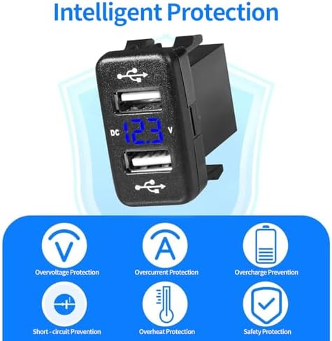 Experience Unmatched Power with the Levigo Dual Port Car Charger – 5 V 4.2 A Rapid Charging Solution for Toyota Vehicles Featuring LED Voltmeter Display and Integrated Power Control Switch, Ideal for 12/24 V Compatibility and Seamless Device Connectivity on-the-Go