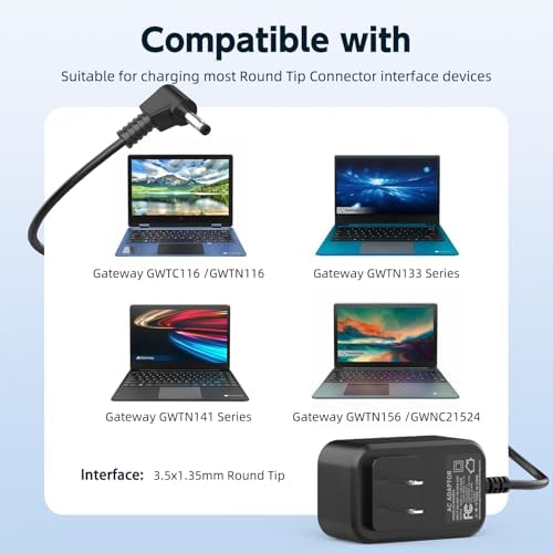 Efficient 12 V 2 A AC Adapter for Gateway Laptops – Ultimate Lightweight Charger with Over-Voltage Safety and Rapid Charging Compatibility for GWNC21524, GWTN133, GWTN116, GWTN141, and More – Perfect Travel Power Supply for Seamless Connectivity and Productivity