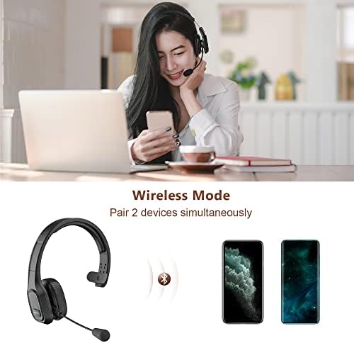 COMEXION Trucker Bluetooth Headset V5.0 – Ultra-Lightweight Noise-Canceling Wireless Headphones for Superior Call Clarity, Ideal for Zoom & Skype Meetings, Ergonomic On-Ear Comfort for Long Sessions, Perfect for Home Office Professionals and Remote Workers