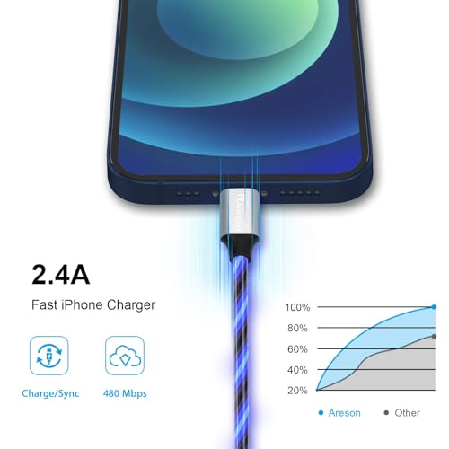 Illuminate Your Charging Experience with the 6 FT Pink LED Lightning Cable – MFi Certified Fast Charging Cord for i Phone 13, 12, 11 Pro Max, XR, XS, X, 8 Plus, 7 Plus, 6 Plus, 5 s & i Pad – Stylish, Durable, and Conveniently Long for Enhanced Flexibility and Quick Power-Up