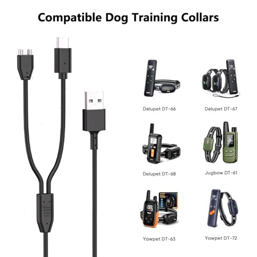 2-in-1 Magnetic & USB-C Dog Shock Collar Charger for Jugbow, Delupet, Yawpet – 3.3 FT Charging Cable with Power Adapter for DT-61/66/67/68/72/73 Training Collars – Enhanced Compatibility for Seamless Training Sessions