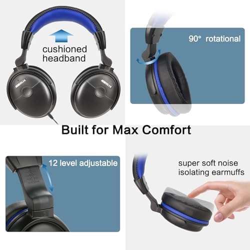 Discover Crystal-Clear Audio with SIMOLIO Over-Ear Amplified Headphones for TV – 18 ft Long Cord, Tailored Volume Control for Seniors, 40-Hour Playtime, Ultimate Compatibility for Enhanced Listening Experience