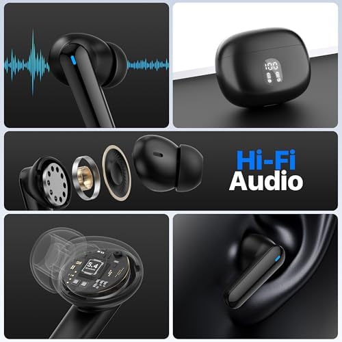 Bluetooth 5.4 Wireless Noise Cancelling Earbuds with Real-Time Multi-Language Translation – High-Fidelity Sound and Deep Bass for Travelers and Audiophiles – Stylish Black Ergonomic Design for Ultimate Comfort and Versatility