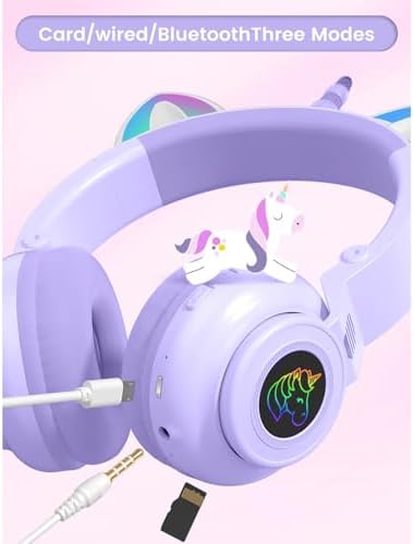 Magical Pink Unicorn Wireless Headphones for Kids – Foldable Over-Ear Design with Built-In Microphone, Volume Limiting for Hearing Safety & Universal Compatibility – Ideal Gift for Unicorn Enthusiasts on Birthdays or Holidays