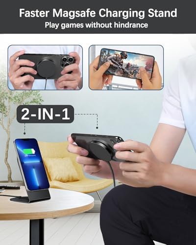 Magnetic Wireless Charger for i Phone 15/14/13/12 Series – Versatile Mag Safe Charging Stand with Dual Ports & 5 ft Cable for i Phone and Air Pods 2/3/Pro (Adapter Not Included) – Enhanced Speed & Seamless Compatibility for Effortless Power Solutions