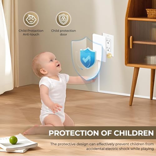 Revolutionize Your Power Access with the Outlet Concealer Power Strip – 3 AC Outlets, 5 ft Flat Plug Extension Cord for Home, Office & Kitchen – Child & Pet Safe Design, Universal Compatibility, 1625 W Capacity, Ideal for Streamlined Electronics Management