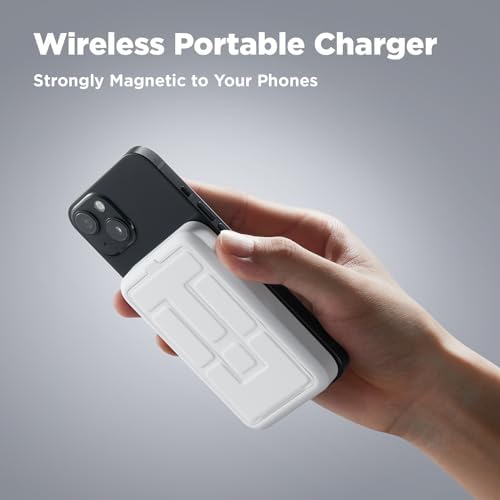 Sanag 5 K Magnetic Wireless Portable Charger – 10,000 m Ah Slim Power Bank for Fast Charging i Phone 15/14/13/12 Pro Max and Android Devices – Effortless On-the-Go Power with USB-C Cable and Enhanced Compatibility