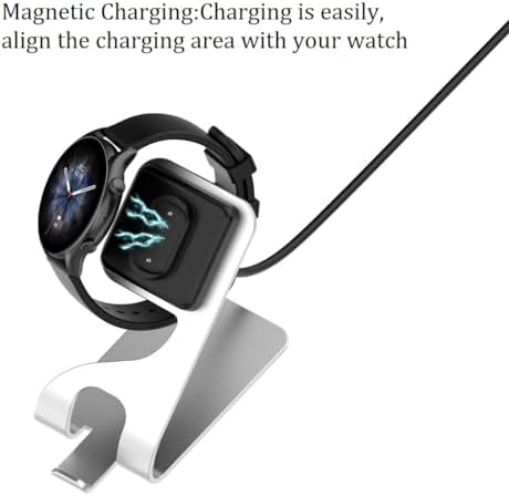 Amazfit Smartwatch Fast Charging Dock – Compact USB Charger for GTR 3, GTS 3, T-Rex 2 & Cheetah Models (Sleek Gray) – Reliable Power Solution for On-the-Go Lifestyle and Seamless Smartwatch Experience