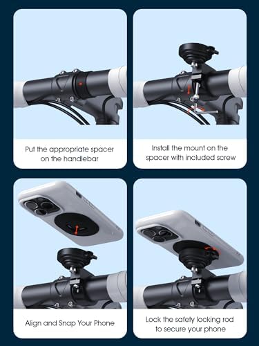 sincetop Quad Series Phone Holder for Bikes & Motorcycles – Premium Aluminum Handlebar Mount with Quick Lock Mechanism – Universal Fit for Mountain, Road, E-Bikes & Scooters – Securely Accommodates All Phone Sizes for Seamless Navigation and Hands-Free Experience