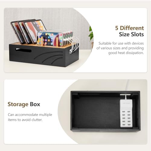 Natural Bamboo Multi-Device Charging Station – Elegant Desk Organizer for Phones, Tablets, and Laptops | Fast Charge & Clutter-Free Solution for Work-from-Home Efficiency | Sustainable & Durable Design for Modern Professionals