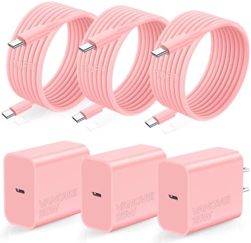 Rapid Charge Power Duo: 6 FT USB-C Wall Charger & Cables for i Phone 16, 15, Pro Max, i Pad Pro, Samsung S23 & Android – Unmatched Speed & Universal Compatibility for All Devices – Perfect for Home & Travel Use