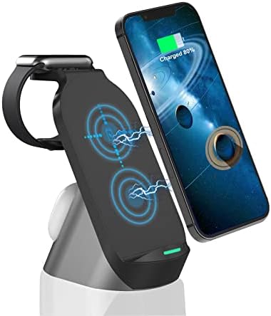 Ultimate 3-in-1 Wireless Charging Station for Apple & Samsung Devices – Fast 15 W Power Hub for i Phone, Apple Watch, Air Pods & Galaxy Buds – Sleek Multi-Device Organizer with Superior Safety Features and Enhanced Compatibility
