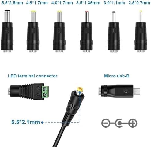 Universal 30 W Adjustable Voltage AC Adapter with USB Charging Port and 8 Interchangeable Tips – Ultimate Multi-Device Power Supply for Electronics, LED Strip Lights, Tablets, and More – Compact, Safe, and Efficient Charging Solution