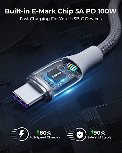 VOLTME 3.3 ft USB C Cable 2-Pack – Premium Nylon Braided Type C Charger for Fast Charging & High-Speed Data Transfer – Compatible with Mac Book Pro 2020, i Pad Pro 2021, Galaxy S22, Pixel, Switch & More – Durable, Universal Charging Solution in Grey for Enhanced Performance and Longevity
