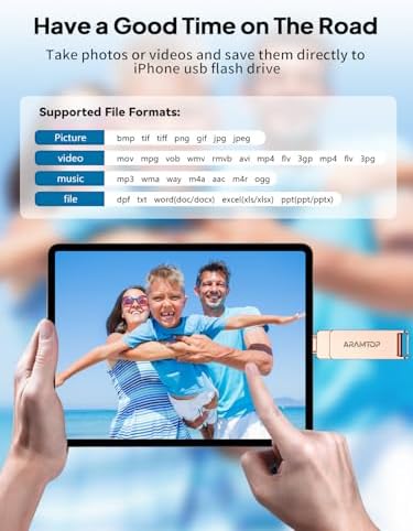 Expand Your Device Storage with the Aramtop 64 GB Photo Stick – 3-in-1 USB-C, Lightning & USB Memory Drive for i Phone, i Pad, Android & PC – High-Speed Data Transfer, No Apps Required, Perfect for Travelers and Photographers!