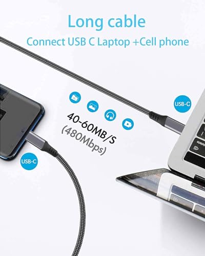 15 FT USB-C to USB-C Charging Cable (2 Pack, 60 W) – High-Speed Data Transfer & Power Delivery for i Phone 15 Pro, Samsung Galaxy S23/S22, Google Pixel 6 Pro, and More – Ultimate Compatibility & Durability for On-the-Go Charging Solutions