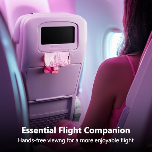 MiiKARE Airplane Travel Essentials Magnetic Phone Holder, Universal Handsfree Phone Mount for Flying with 360 Degree Rotation, Travel Must Haves Phone Stand for Desk, Tray Table, Black – Enhanced Compatibility and Speed