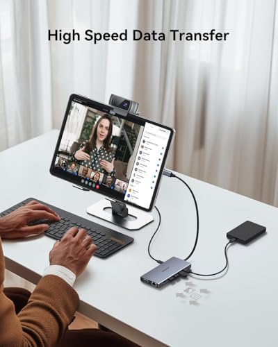 Transform Your Workspace with the Ultimate 9-in-1 USB C Hub Multiport Adapter for Mac Book Pro & Air – High-Speed 4 K HDMI Output, 100 W Power Delivery, and Effortless Connectivity for i Pad Pro, i Mac, and More – Enhance Productivity with 5 USB Ports and SD/TF Card Reader for Seamless Data Transfer and File Access