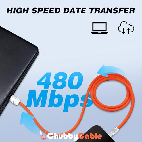 Chubbycable Chubby 2.0 Premium Fast Charging Cable – 240 W Power Delivery, 4.9 ft Type-C to Type-C Silicone Cord, Tangle-Free Design in Eye-Catching Red for Optimal Data Transfer and Enhanced Durability