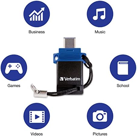 Verbatim 128 GB Dual OTG USB 3.2 Gen 1 Flash Drive – Versatile USB-C + USB-A Thumb Drive for Fast Data Transfers and Enhanced Storage Solutions – Perfect for Photos, Videos, and Documents on the Go