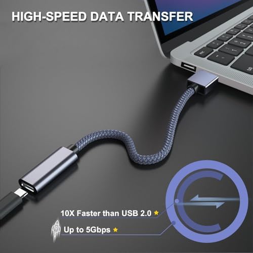 Transform Your Connectivity: Basesailor 3.3 FT USB 3.0 to USB-C Adapter Duo for Lightning-Fast Data Transfer and Universal Charging – Compatible with i Phone 16, i Pad Mini 7, Samsung Galaxy S24/S25, Z Fold/Flip – Exceptional 5 Gbps Speed, Durable Design for Everyday Use