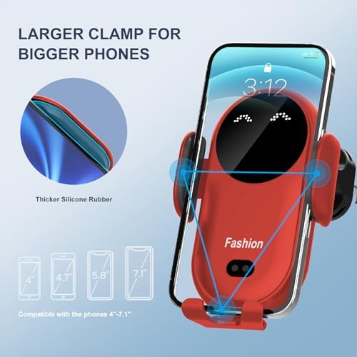 Enhanced Wireless Car Charger Mount with Automatic Clamping – MAX 15 W Qi Fast Charging for i Phone 16/15/14/13/12 Pro/Pro Max, Samsung S22/S21/S20/Note 20 – Effortless One-Handed Operation, Air Vent Installation, Stylish Blue Design for Seamless Driving Experience
