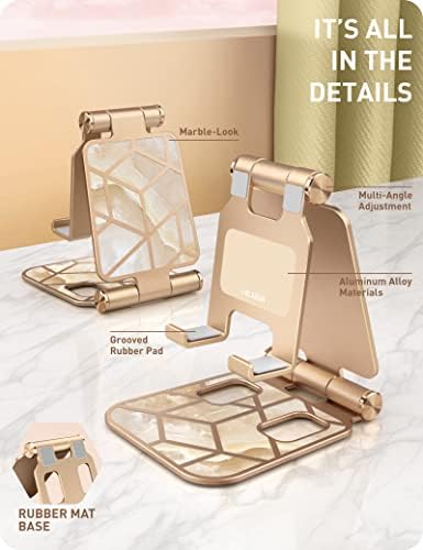 i-Blason Cell Phone Stand for Desk, Cell Phone Holder, Fits All Smart Phones, iPhone 16 15 14 13 Pro Max, Foldable Phone Stand Holder, Marble – Enhanced Compatibility and Speed