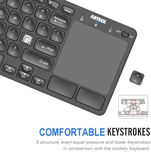 Elevate Your Smart Home Experience with the Arteck Universal Backlit Bluetooth Keyboard – 7-Color Customizable Illumination, Integrated Touchpad & Effortless Media Control for TVs, Laptops, Tablets & More – Ultimate Compatibility & Portability for All Your Devices
