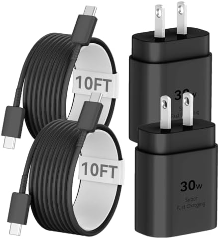 Auorld 30 W USB-C Fast Charger with 10 FT Cable – High-Performance Rapid Charging for i Phone 15/16, i Pad, Samsung Galaxy & Google Pixel – Stylish Purple Design for Maximum Flexibility and Compatibility on the Go