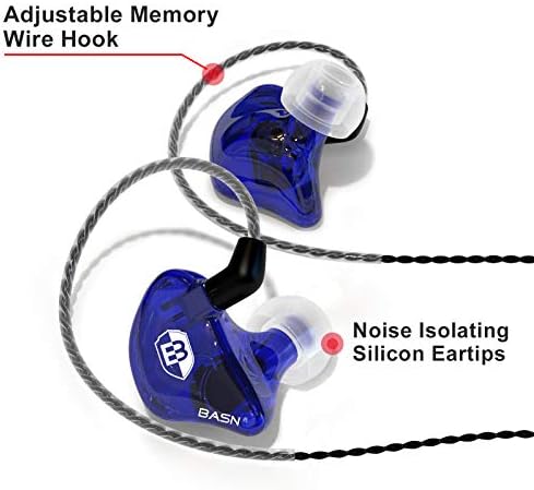 BASN Bsinger BC100 Professional In-Ear Monitor Headphones – Noise-Isolating IEM Earbuds for Musicians and Audiophiles with Universal Fit, Enhanced Compatibility, and Superior Sound Clarity in Sleek Blue Design