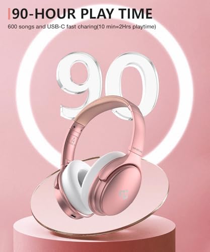 Unleash Your Audio Potential with INFURTURE Wireless Over-Ear Headphones – Advanced Active Noise Cancelling, Deep Bass Bluetooth Sound, 90-Hour Battery Life, Ultra-Low Latency for Gaming, and Luxurious Memory Foam for Ultimate Comfort and Extended Listening Sessions
