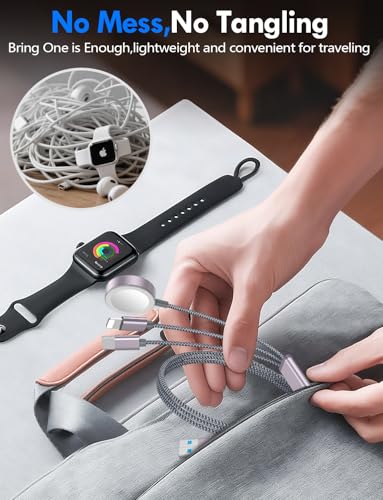 Ultimate 2-Pack Fast Charging Cable Set: Versatile USB A/Type C/Lightning Cables for Quick Charging of Apple Watch & i Phone, 4 FT Length for Seamless Travel Compatibility with i Phone 11-16, i Pad, Apple Watch Ultra & SE, Durable Multi-Device Solution for Enhanced Power Efficiency and Convenience