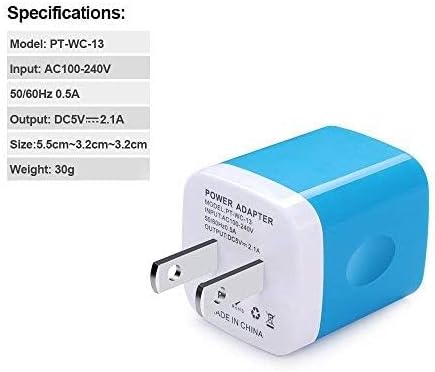 Sicodo 5-Pack Dual Port USB Wall Charger Set – High-Speed 2.1 A Travel Charging Block for i Phone 15, 14, 13, 12, 11, SE, Samsung Galaxy S23, S22, S21, S20, S10, LG & Google Devices – Efficient, Compact & Safe Charging Solution for Home and On-the-Go Use
