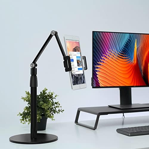 Transform Your Workspace with the Viozon 360-Degree Adjustable Overhead Stand – Premium Aluminum Holder for Smartphones & Tablets (3.5-11″) – Compatible with i Phone, i Pad Pro, Samsung, Nexus – Ergonomic Design for Enhanced Comfort and Stability – Perfect for Video Conferencing, Streaming, and Effortless Multitasking