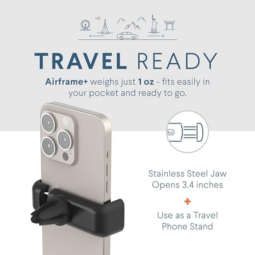 Kenu Airframe+ Premium Car Phone Holder Mount – Versatile 360-Degree Pivot Stand for i Phone, Samsung, and Android – Secure Air Vent Attachment, Expandable Grip for All Smartphone Sizes – Enhance Safety and Connectivity While Driving