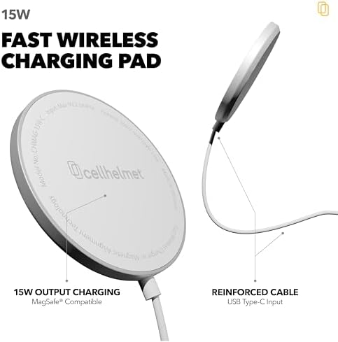 cellhelmet 15 W Mag Safe Magnetic Wireless Charging Pad – Ultimate Qi2 Charger for i Phone 16, 15, 14, 13, 12 & Air Pods – Sleek, Safe, and Fast Charging Solution for Modern Devices