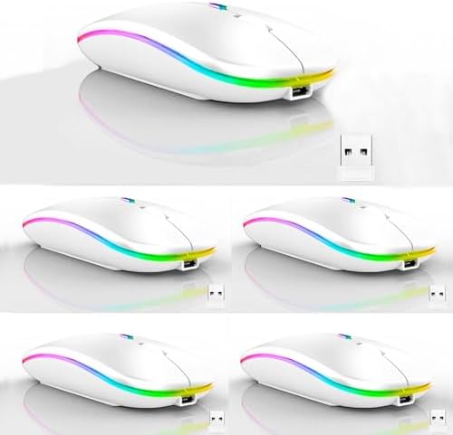 Seamless Productivity with 3 Pack Rosy Glow Red Wireless Bluetooth Mouse – Rechargeable, Silent, and Slim Dual Mode Mice for Laptop, Desktop, i Pad, and Mac – Perfect for On-the-Go Professionals and Students