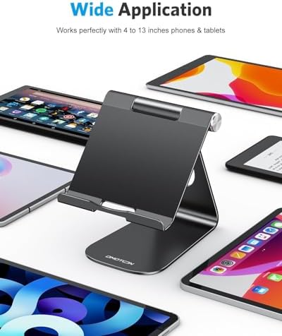 Ergonomic Adjustable Aluminum Tablet Stand – Versatile Cradle for i Pad & Samsung with Multi-Angle Viewing – Perfect for Enhanced Comfort and Productivity at Home, Office, or On-the-Go – Durable, Lightweight Design for All Tablets Up to 13 Inches