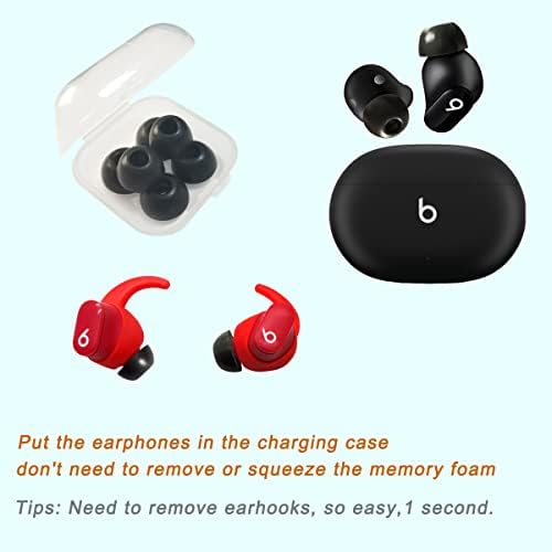 Memory Foam Ear Tips for Beats Studio Buds – Premium Comfort and Enhanced Sound Isolation, Secure Earhooks for Active Lifestyles, Compatible with Studio Buds+ Charging Case, Stylish Black Finish, Perfect Fit for Audiophiles and Fitness Enthusiasts