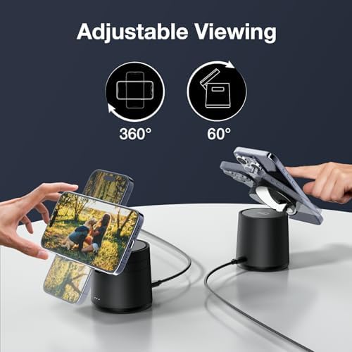 2025 Enhanced 3-in-1 Apple Charging Station: Adjustable Wireless Dock with Fast Charging for i Phone 16/15/14/13/12 Pro Max, Apple Watch, and Air Pods – Eco-Friendly, Portable Design for Ultimate Convenience and Productivity