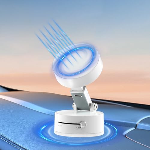 360° Vacuum Magnetic Phone Holder, Suction Cup Phone Mount, Foldable Strong Magnetic Cell Phone Holder for Car/Gym/Mirror/Smooth Surface, Compatible with Magsafe iPhone – Enhanced Compatibility and Speed