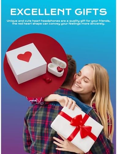 Yoidesu Heart-Shaped Bluetooth Earbuds – Chic Red Design with Superior Noise Cancelling and Hi-Fi Stereo Sound, Ideal Gift for Music Lovers and Trendsetters, Portable Charging Case for Effortless Audio Enjoyment on the Go