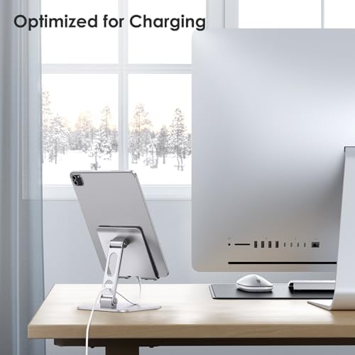 Premium OMOTON Adjustable Tablet Stand – Heavy-Duty Portable Holder for i Pad Pro/Air/Mini & Surface Pro (4.7″ to 15.6″) – Ergonomic, Sturdy Design for Enhanced Viewing Comfort and Travel Convenience