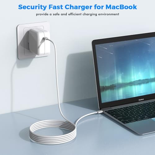 30 W Ultra-Fast USB-C Charger for Mac Book & i Phone – Dual Pack with 10 ft Cable for Efficient Charging of M1, M2, M3 Models – Premium Safety Features & Universal Compatibility for All USB-C Devices – Compact, Portable Design for Home, Office, Travel